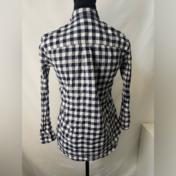 J. Crew Shirt Navy White Plaid “The Perfect Shirt” Boy Fit PXS - Picture 5 of 7